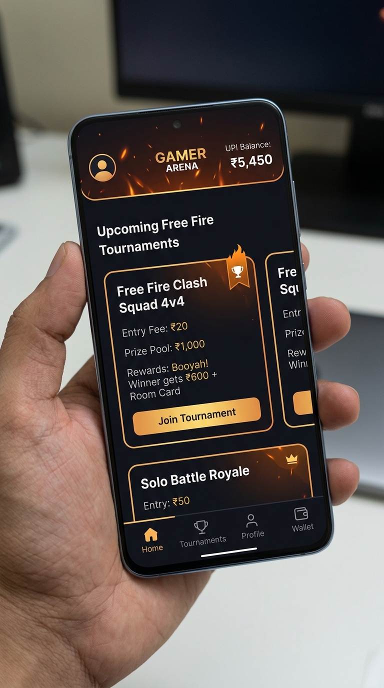 Zest Tournament Free Fire App UI